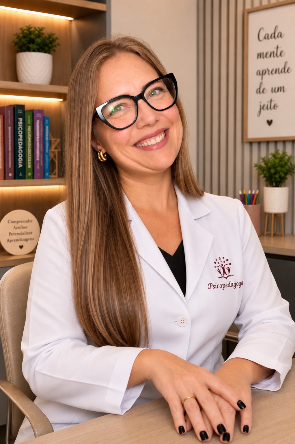 Psicopedagoga Lilian Lopes em seu consultório